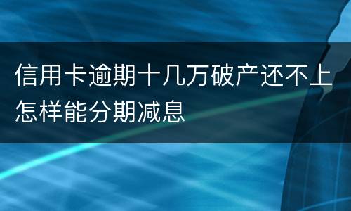 信用卡逾期十几万破产还不上怎样能分期减息