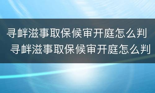 寻衅滋事取保候审开庭怎么判 寻衅滋事取保候审开庭怎么判决