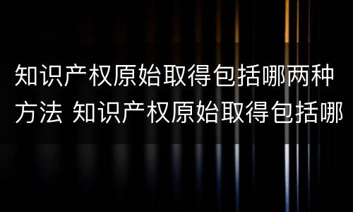 知识产权原始取得包括哪两种方法 知识产权原始取得包括哪两种方法