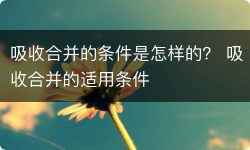 吸收合并的条件是怎样的？ 吸收合并的适用条件