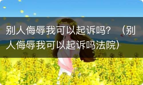 别人侮辱我可以起诉吗？（别人侮辱我可以起诉吗法院）