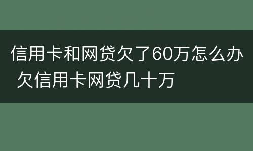 信用卡和网贷欠了60万怎么办 欠信用卡网贷几十万