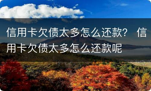 信用卡欠债太多怎么还款？ 信用卡欠债太多怎么还款呢
