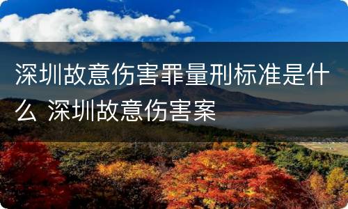 深圳故意伤害罪量刑标准是什么 深圳故意伤害案