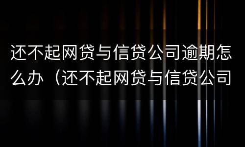 还不起网贷与信贷公司逾期怎么办（还不起网贷与信贷公司逾期怎么办理）