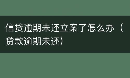信贷逾期未还立案了怎么办（贷款逾期未还）