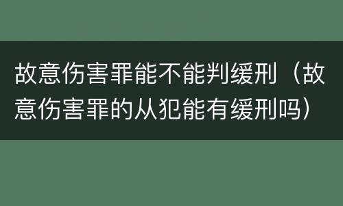 故意伤害罪能不能判缓刑（故意伤害罪的从犯能有缓刑吗）