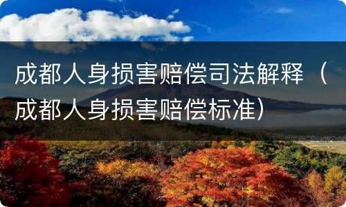 成都人身损害赔偿司法解释（成都人身损害赔偿标准）