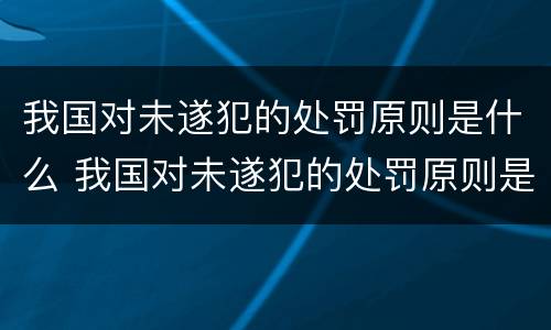 我国对未遂犯的处罚原则是什么 我国对未遂犯的处罚原则是什么意思