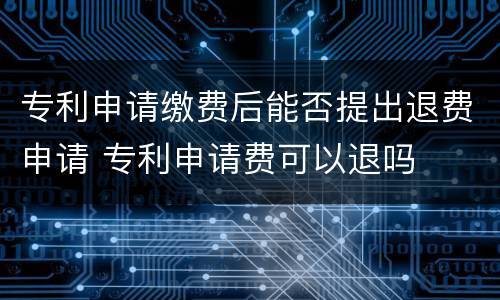 专利申请缴费后能否提出退费申请 专利申请费可以退吗