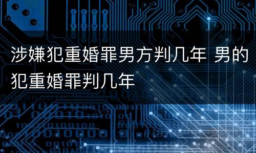 涉嫌犯重婚罪男方判几年 男的犯重婚罪判几年