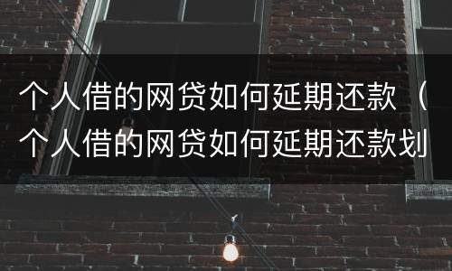 个人借的网贷如何延期还款（个人借的网贷如何延期还款划算）