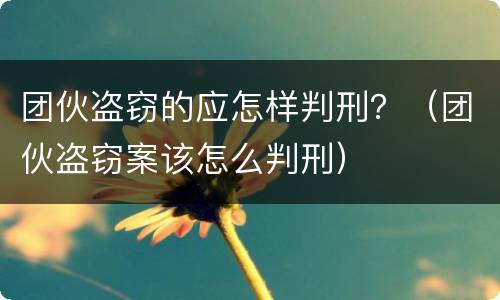 团伙盗窃的应怎样判刑？（团伙盗窃案该怎么判刑）