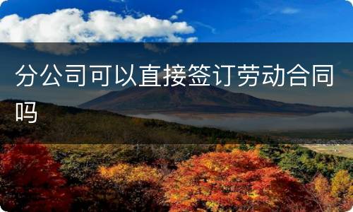 分公司可以直接签订劳动合同吗
