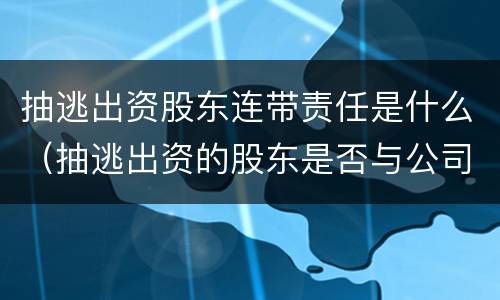 抽逃出资股东连带责任是什么（抽逃出资的股东是否与公司连带担责）