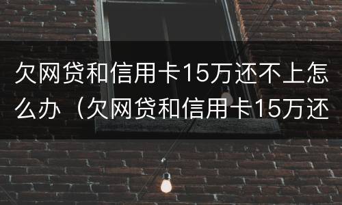 欠网贷和信用卡15万还不上怎么办（欠网贷和信用卡15万还不上怎么办呀）