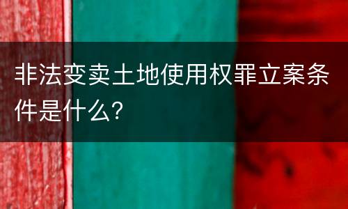 非法变卖土地使用权罪立案条件是什么？