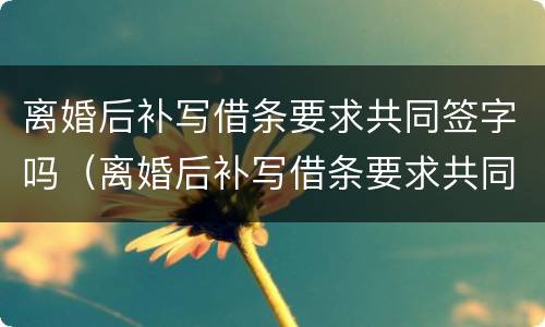 离婚后补写借条要求共同签字吗（离婚后补写借条要求共同签字吗）