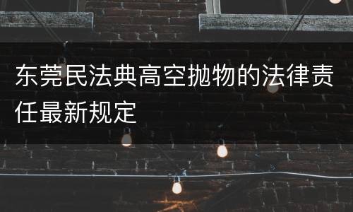 东莞民法典高空抛物的法律责任最新规定