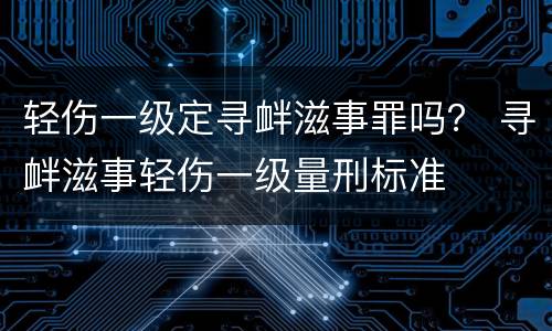 轻伤一级定寻衅滋事罪吗？ 寻衅滋事轻伤一级量刑标准