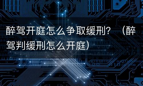 醉驾开庭怎么争取缓刑？（醉驾判缓刑怎么开庭）