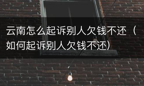 云南怎么起诉别人欠钱不还（如何起诉别人欠钱不还）