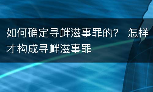 如何确定寻衅滋事罪的？ 怎样才构成寻衅滋事罪