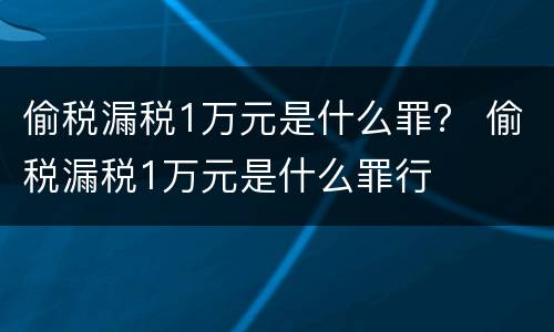 偷税漏税1万元是什么罪？ 偷税漏税1万元是什么罪行