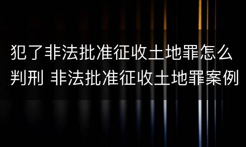 犯了非法批准征收土地罪怎么判刑 非法批准征收土地罪案例