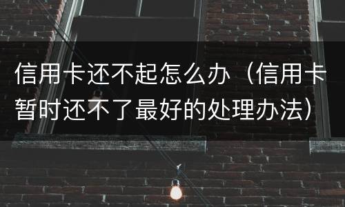 信用卡还不起怎么办（信用卡暂时还不了最好的处理办法）