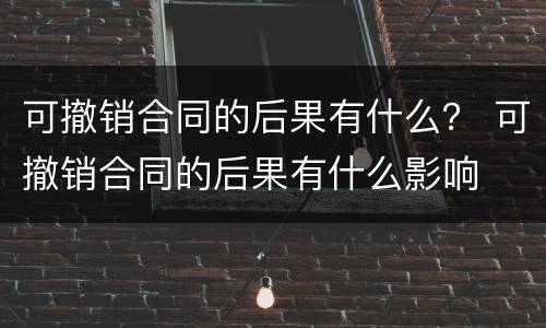 可撤销合同的后果有什么？ 可撤销合同的后果有什么影响