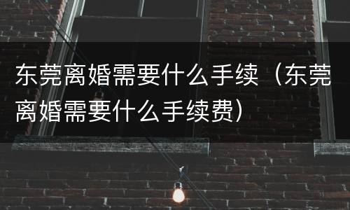 东莞离婚需要什么手续（东莞离婚需要什么手续费）