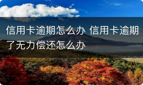 信用卡逾期怎么办 信用卡逾期了无力偿还怎么办