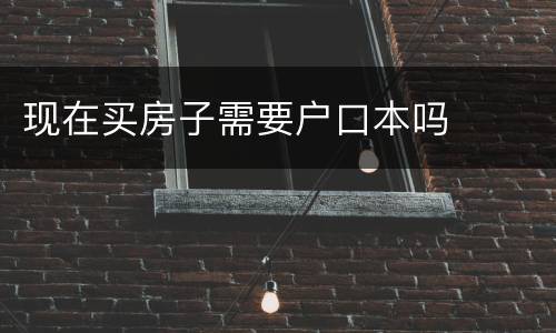 现在买房子需要户口本吗