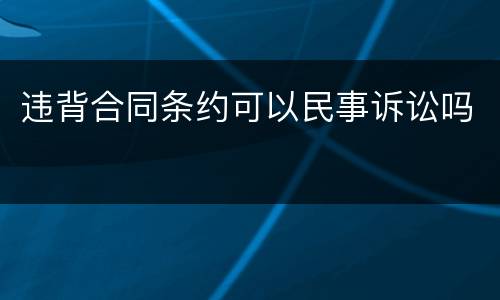 违背合同条约可以民事诉讼吗