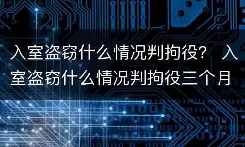 入室盗窃什么情况判拘役？ 入室盗窃什么情况判拘役三个月