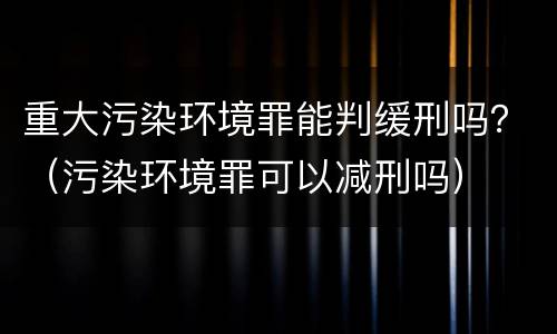 重大污染环境罪能判缓刑吗？（污染环境罪可以减刑吗）