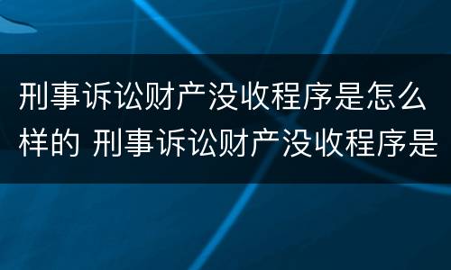 刑事诉讼财产没收程序是怎么样的 刑事诉讼财产没收程序是怎么样的案例