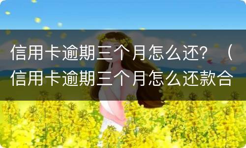 信用卡逾期三个月怎么还？（信用卡逾期三个月怎么还款合适）