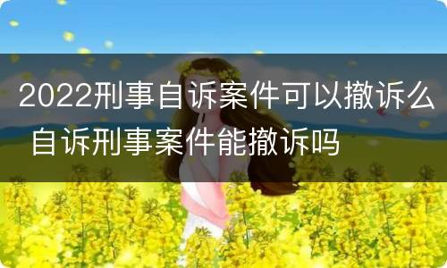 2022刑事自诉案件可以撤诉么 自诉刑事案件能撤诉吗