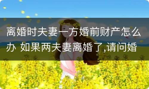 离婚时夫妻一方婚前财产怎么办 如果两夫妻离婚了,请问婚前财产怎样分