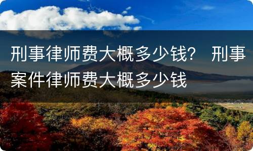 刑事律师费大概多少钱？ 刑事案件律师费大概多少钱