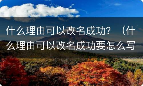 什么理由可以改名成功？（什么理由可以改名成功要怎么写呀）