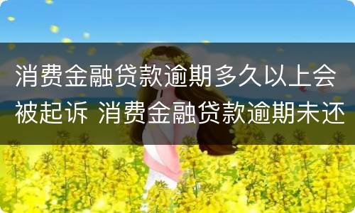 消费金融贷款逾期多久以上会被起诉 消费金融贷款逾期未还款已被起诉是真的吗