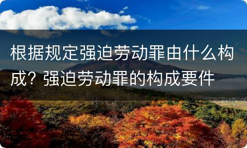 根据规定强迫劳动罪由什么构成? 强迫劳动罪的构成要件