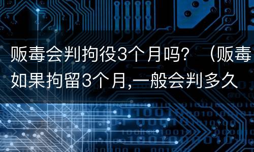 贩毒会判拘役3个月吗？（贩毒如果拘留3个月,一般会判多久）