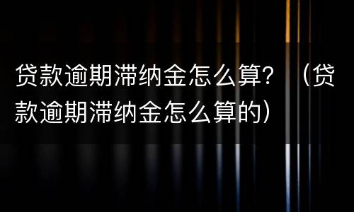 贷款逾期滞纳金怎么算？（贷款逾期滞纳金怎么算的）