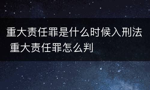 重大责任罪是什么时候入刑法 重大责任罪怎么判