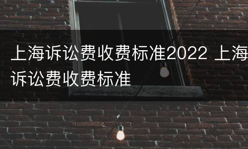 上海诉讼费收费标准2022 上海诉讼费收费标准