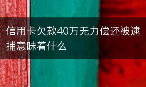 信用卡欠款40万无力偿还被逮捕意味着什么